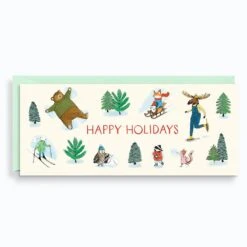 Skating Critters Money Holiday Card Set