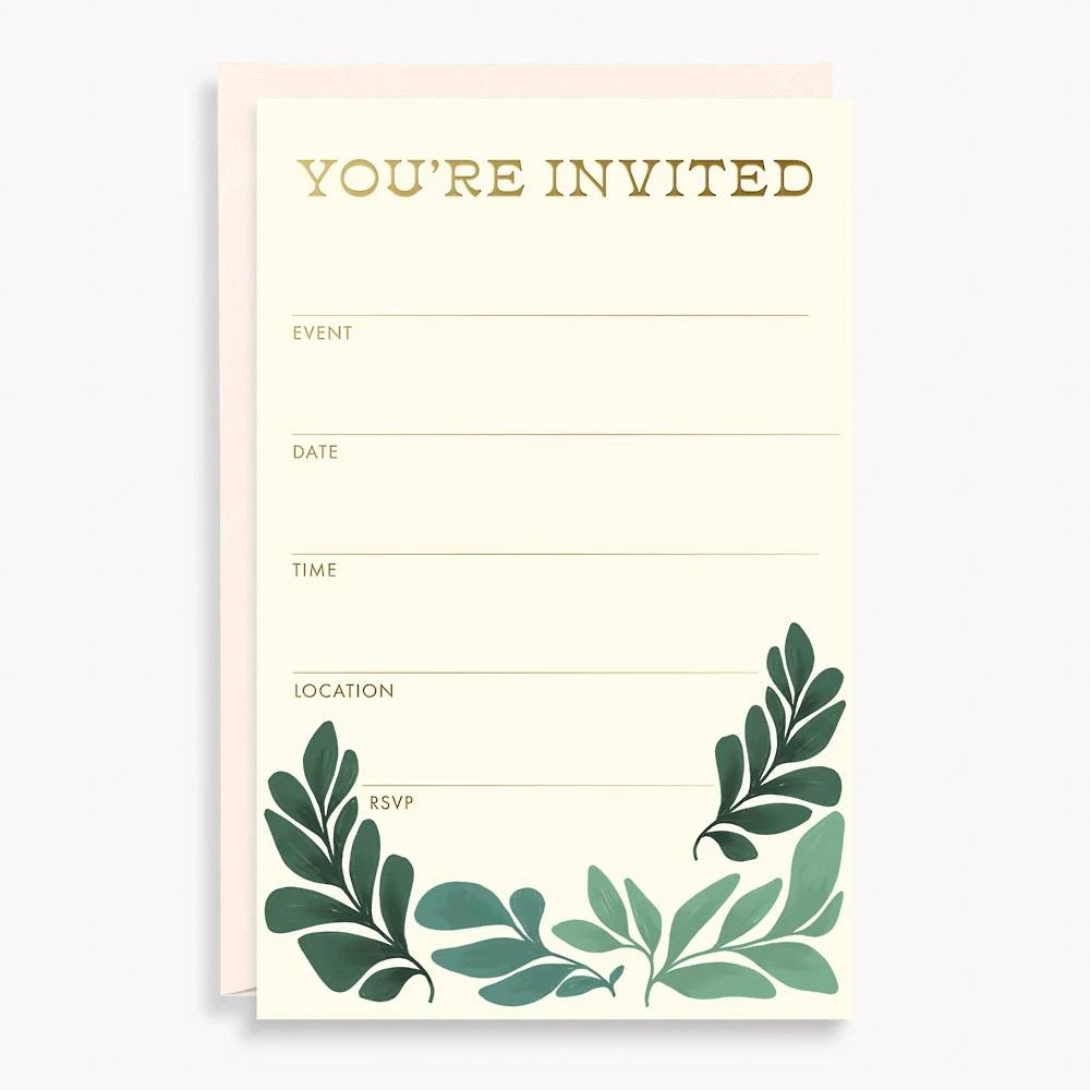 Gilded Greenery Fill-In Invitations 1 Gilded Greenery Fill-In Invitations