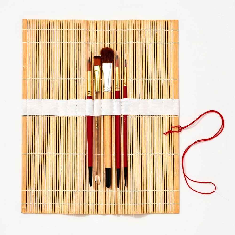 Watercolor Brush Set With Bamboo Roll Up 2 Watercolor Brush Set With Bamboo Roll Up - Image 2
