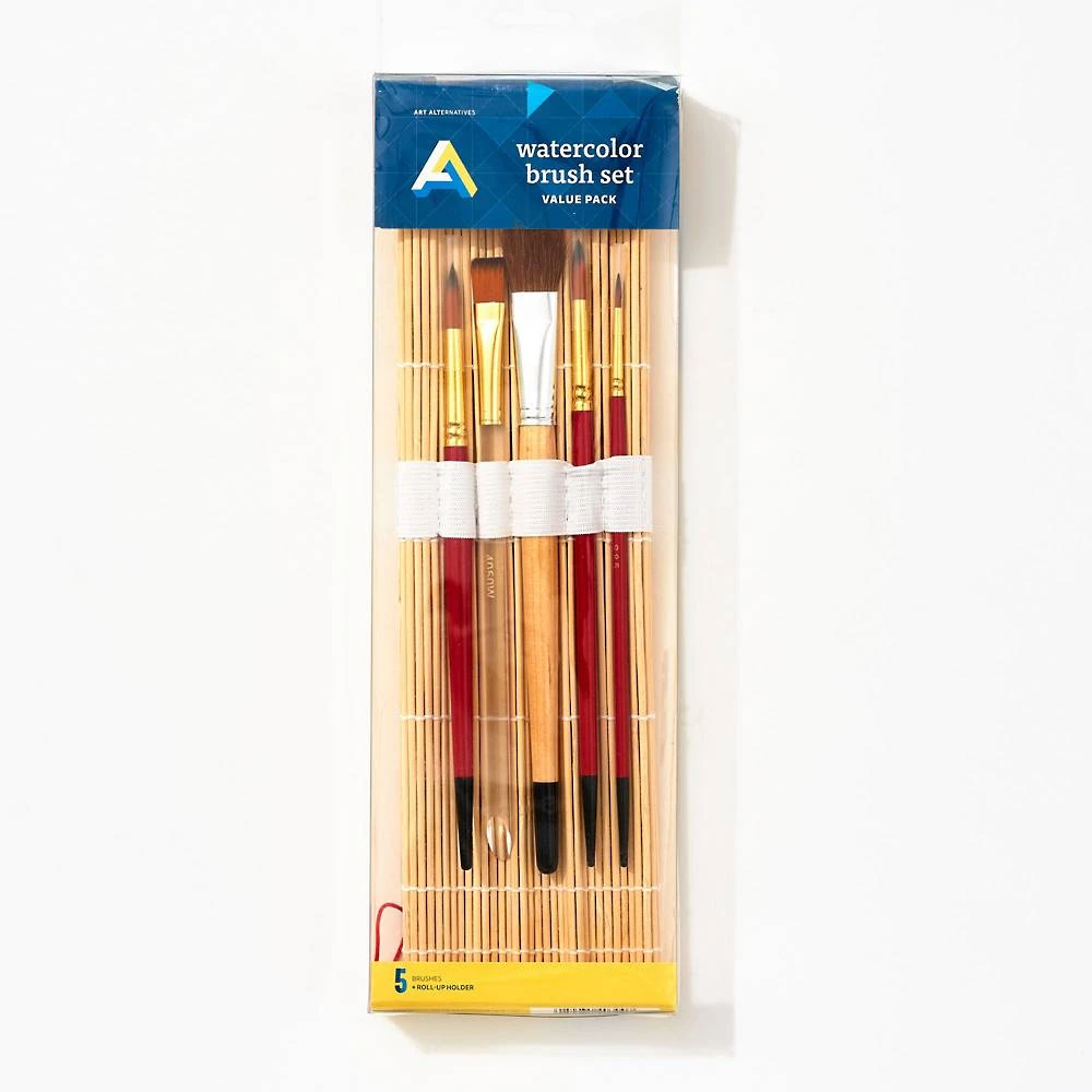 Watercolor Brush Set With Bamboo Roll Up 1 Watercolor Brush Set With Bamboo Roll Up