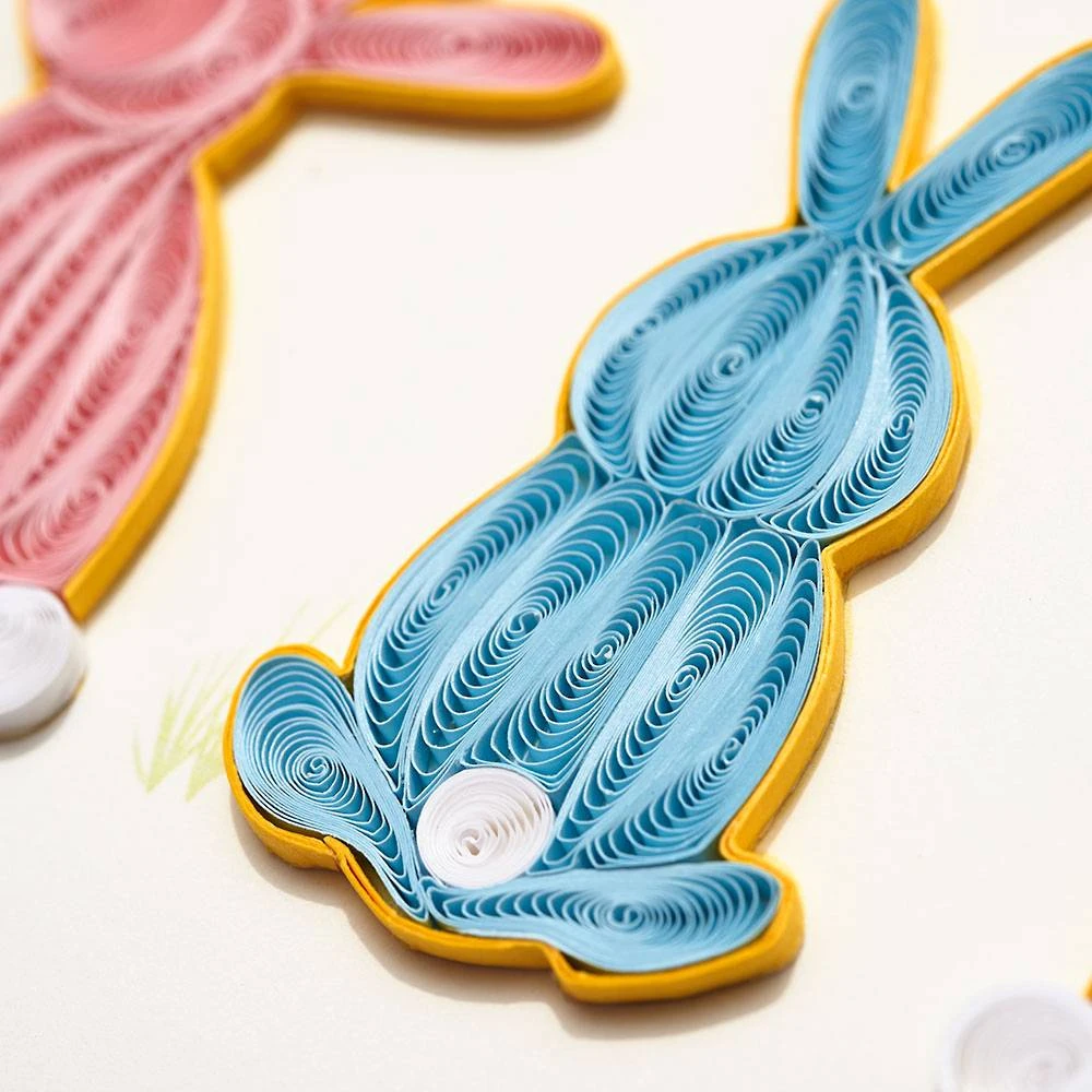 Quilling Pastel Bunnies Easter Card 2 Quilling Pastel Bunnies Easter Card - Image 2