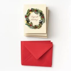 Embellished Wreath Holiday Card Set -Paper Source 10016841 2