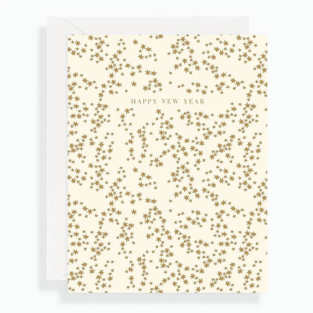 Gold Foil Stars New Year Card Set 1 Gold Foil Stars New Year Card Set