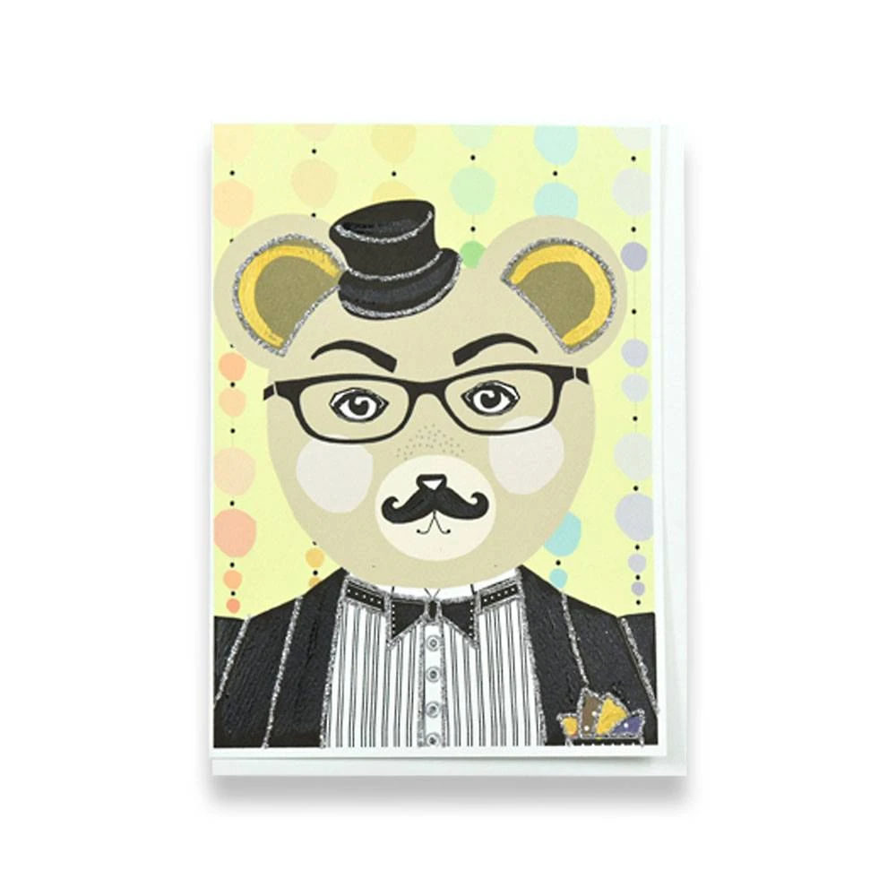 Glitter Suave Bear Greeting Card 1 Glitter Suave Bear Greeting Card