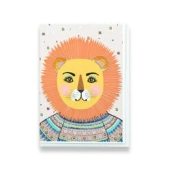 Glitter Fierce Lion Greeting Card