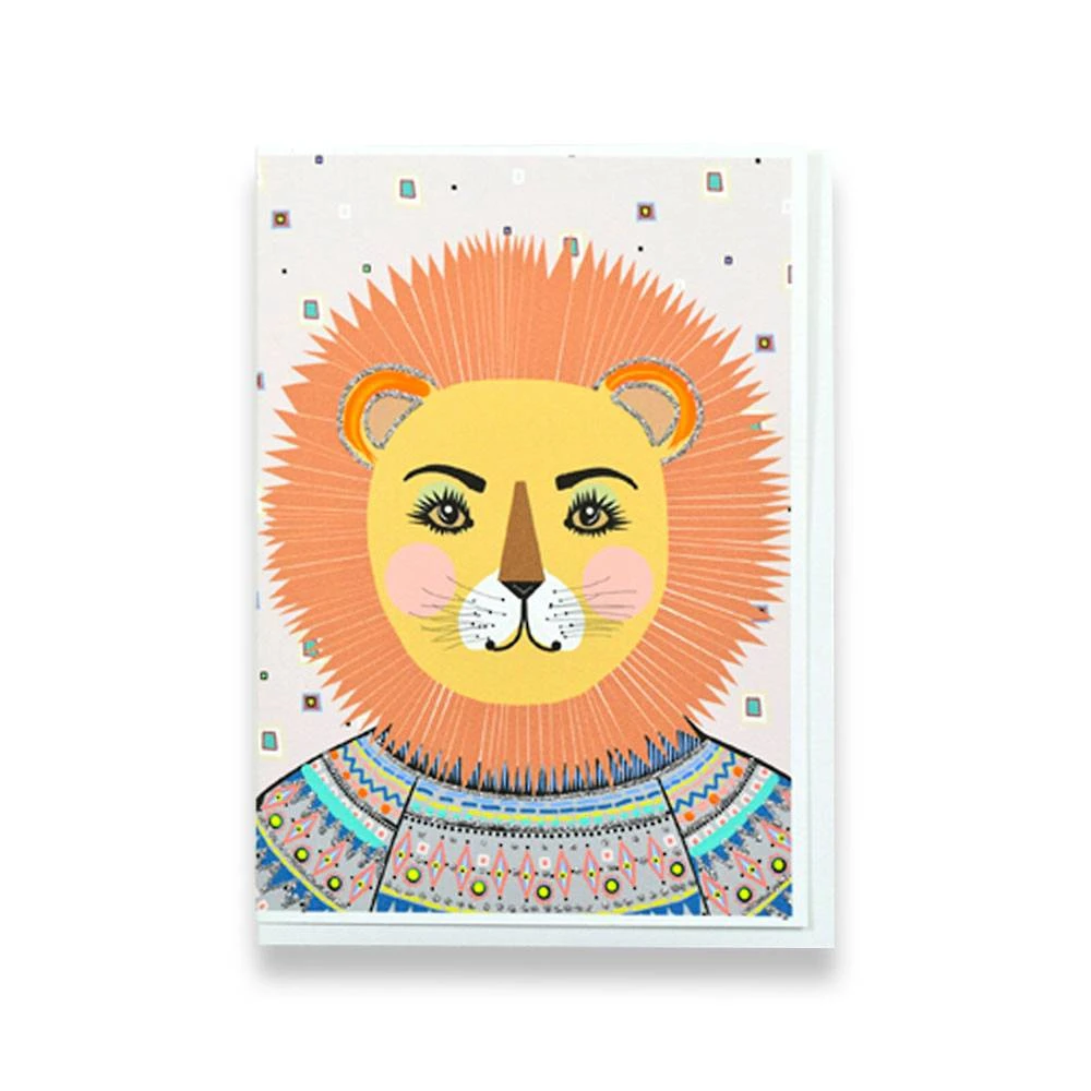 Glitter Fierce Lion Greeting Card 1 Glitter Fierce Lion Greeting Card