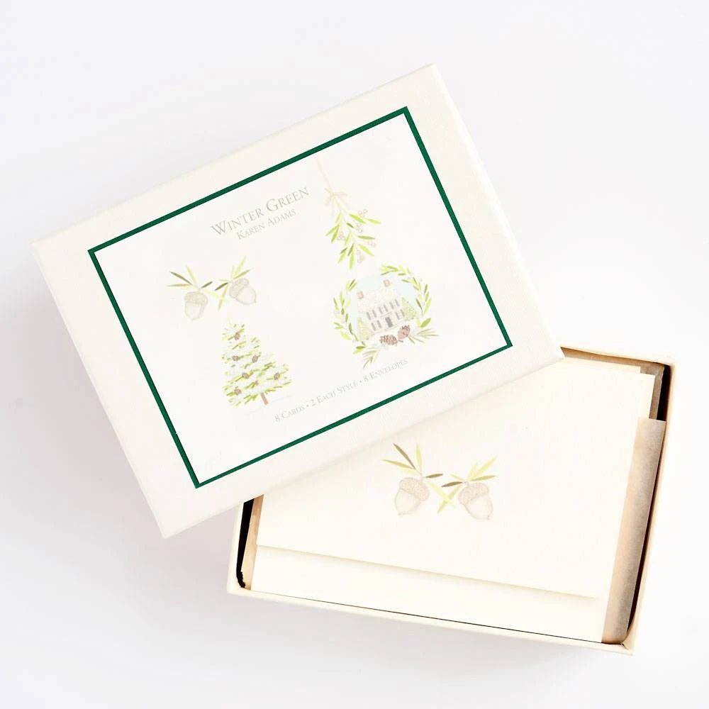 Glittered Winter Green Holiday Card Set 1 Glittered Winter Green Holiday Card Set