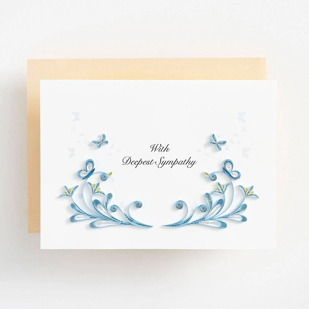 Quilling Blue Butterflies Sympathy Card 1 Quilling Blue Butterflies Sympathy Card