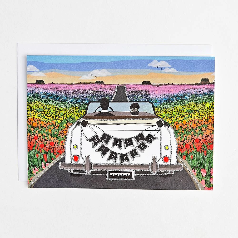 Just Married Glitter Wedding Card 1 Just Married Glitter Wedding Card