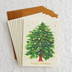 Starry Tree Happy Holidays Card Set