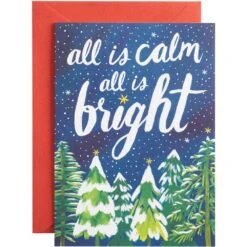 All Is Calm Snowy Trees Holiday Card Set