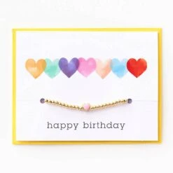 Watercolor Hearts Bracelet Birthday Card