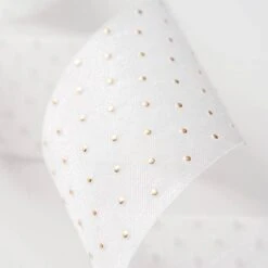 Gold Polka Dot On Ivory Ribbon