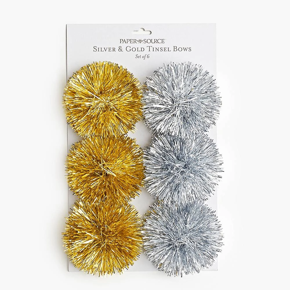 Silver And Gold Tinsel Bows 1 Silver And Gold Tinsel Bows