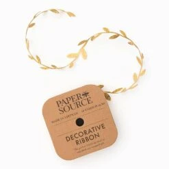 Gold Metallic Leaves Ribbon