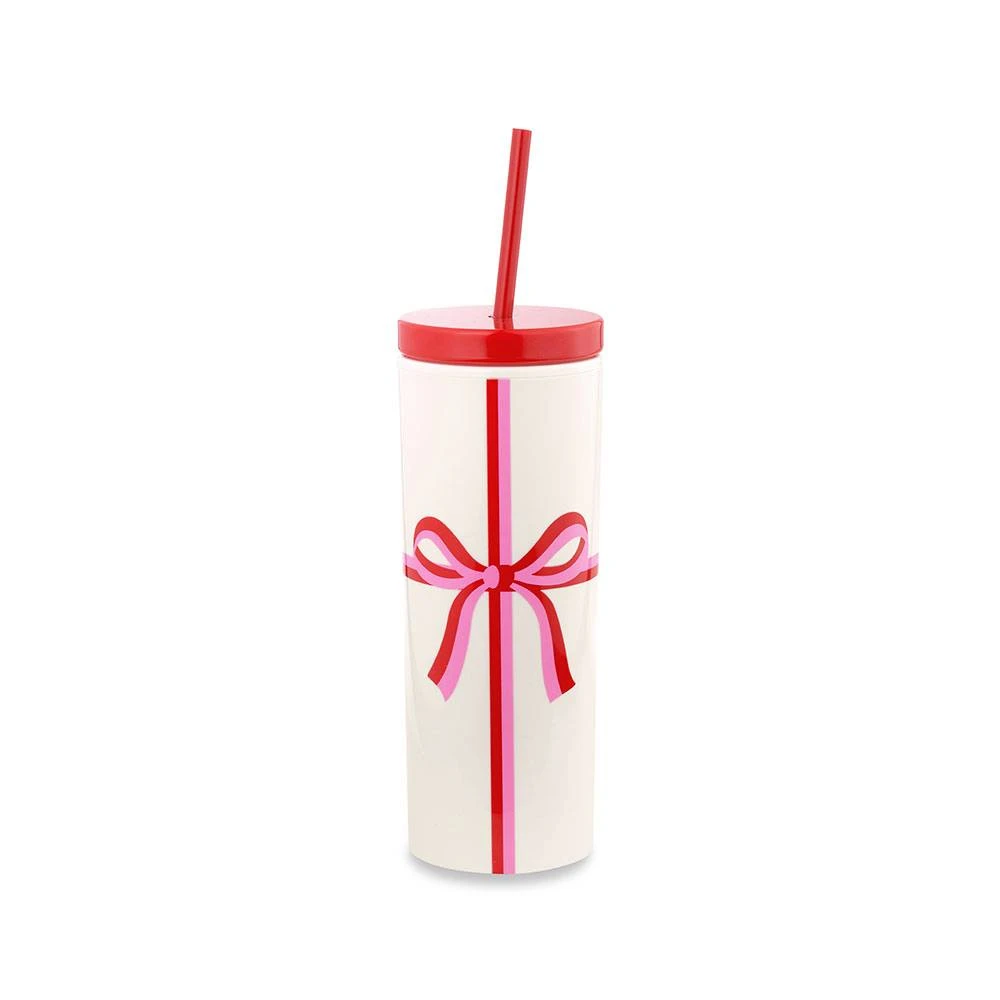 Kate Spade Holiday Bow Tumbler With Straw 1 Kate Spade Holiday Bow Tumbler With Straw
